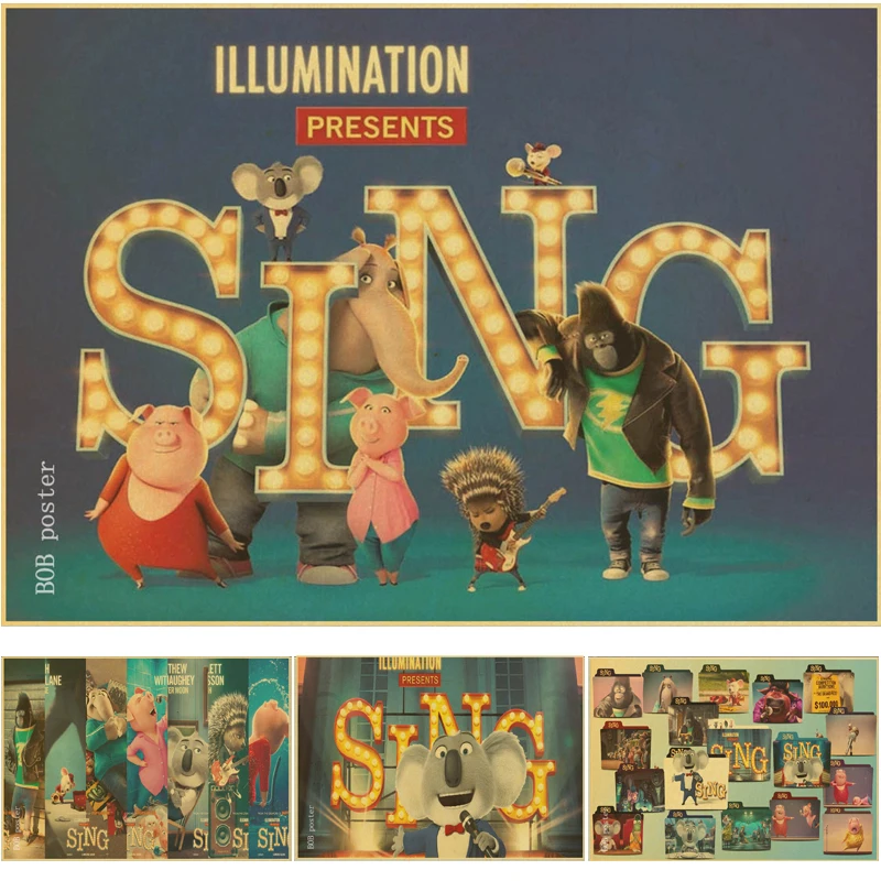 

2017 new animated movie SING poster children room home wall decoration kraft paper vintage poster wall stickers