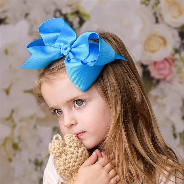 1Piece 6Inch Big Baby Hair Bows For Girls Hairpins Boutique Ribbon Bows
