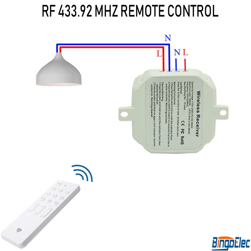 Bingoelec wifi беспроводной приемник переключатель RF 433,92 МГц предохранитель съемное реле сигнала дистанционного управления приемника по телефону AC 100 V-240 - Цвет: Remote Receiver