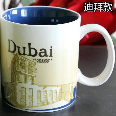 Креативная горячая Распродажа кружка город страна коллекция памятная кофейная чашка прекрасная керамическая Испания Лондон Франция Макао город чашки - Цвет: Dubai