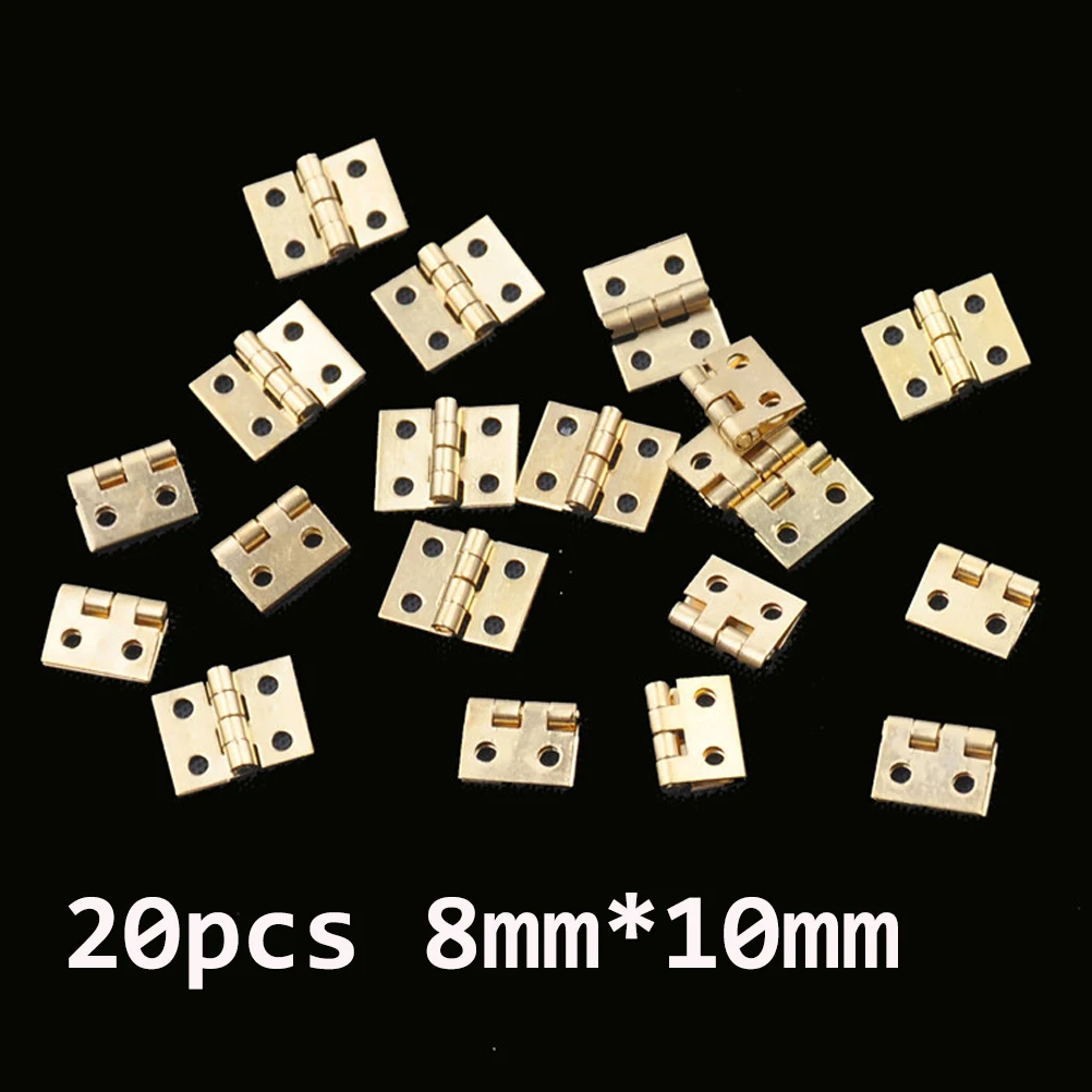 

20pcs 8mm*10mm Cabinet Door Hinges Brass Plated Mini Hinge Small Decorative Jewelry Wooden Box Furniture Accessories
