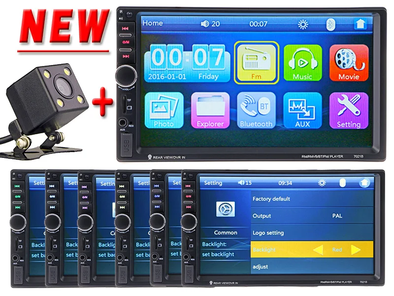 

2 Din Car Video Player 7'' HD Bluetooth Stereo Radio FM MP3 4 MP5 Audio USB Auto Electronics autoradio Rear View Camera No- DVD