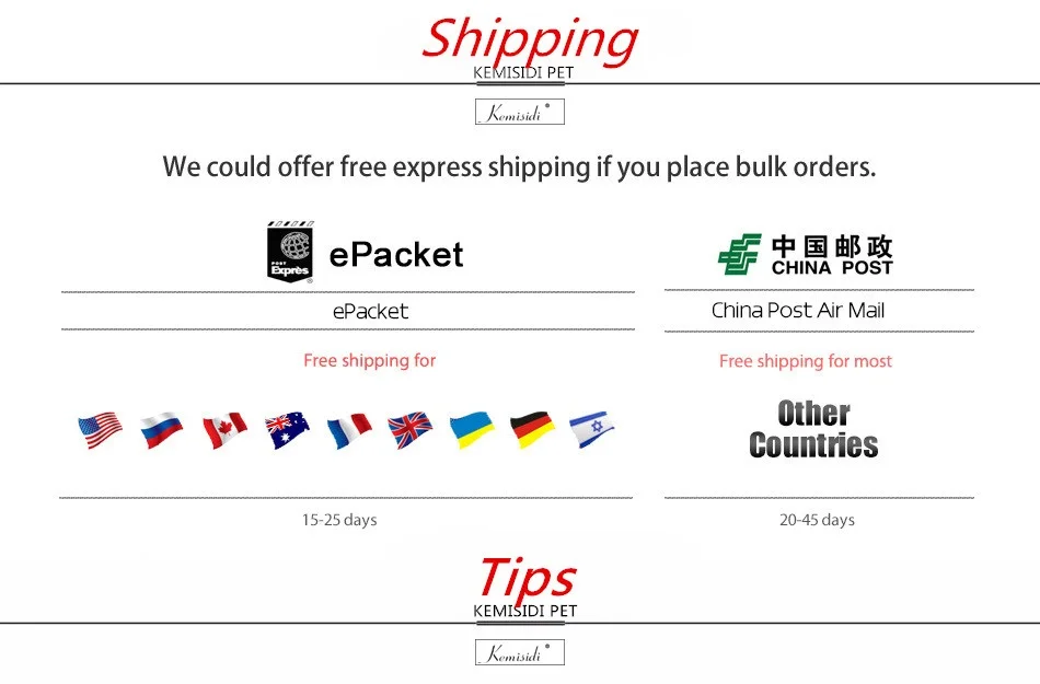 shipping and tips