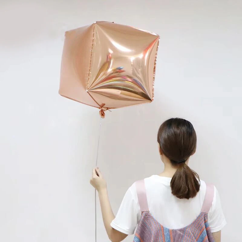 Новое поступление 20 шт./партия кубический квадрат из розового золота воздушные шары на день рождения вечерние алюминиевые воздушные шары для рождественской вечеринки украшение