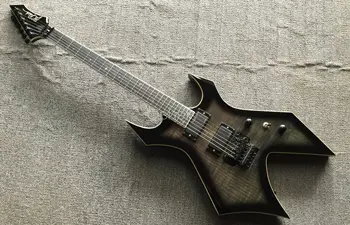 

top quality QShelly custom black flame maple top ebony fingerbord abalone inlay white binding BC active pickups electric guitar
