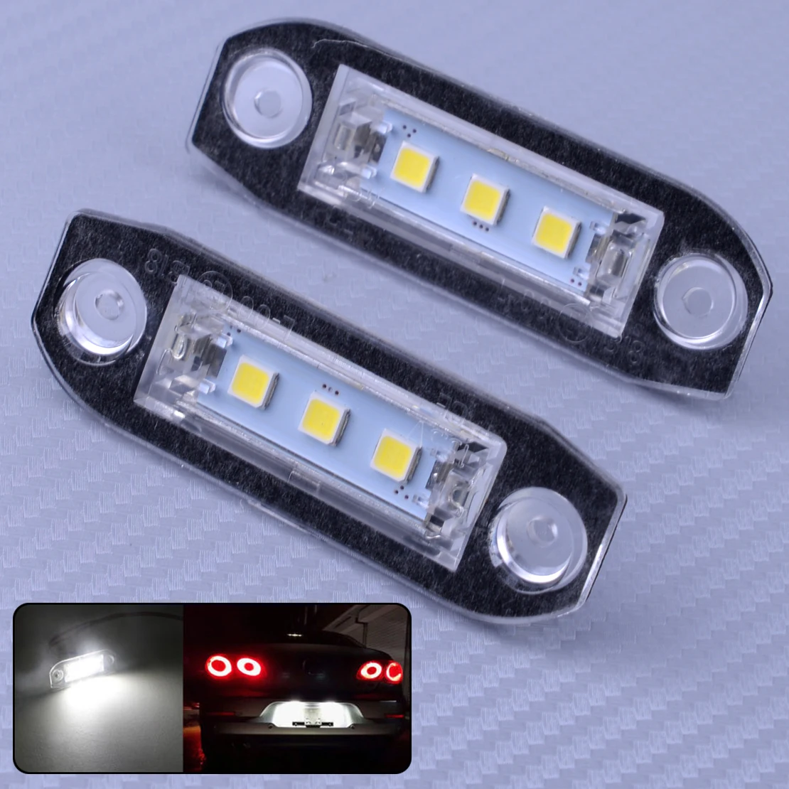 DWCX 2pcs 12V White 3 LED Number Car License Plate Light Lamp for Volvo