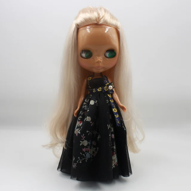 Tbl Neo Blythe Doll Golden White Hair Regular Body Dark Skin