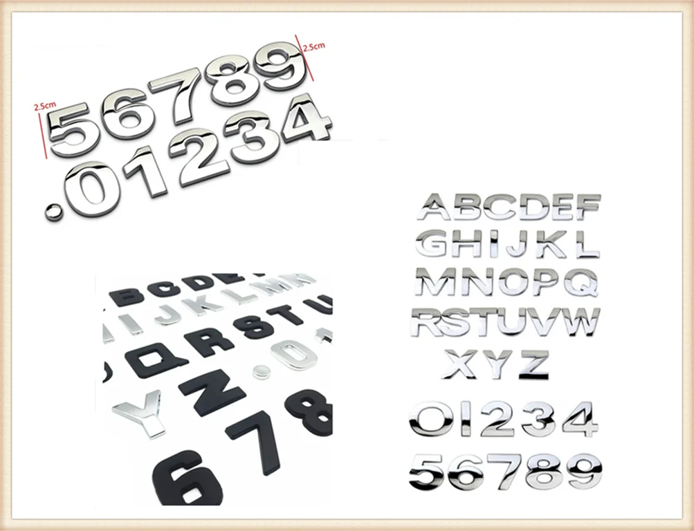 

High quality auto styling 3D metal digital letter car sticker black silver for Toyota VIOS LAND CRUISER PRADO COASTER highlander