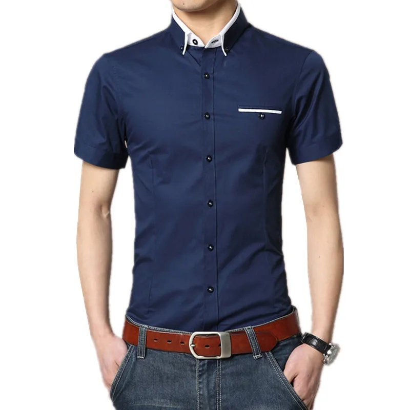 

YG6188-C1049 Summer 2018 new men's business casual fashion pure color short sleeve shirt cheap wholesale free shipping