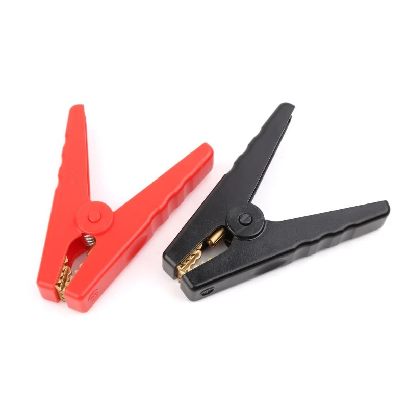 2pcs Red Black Clips Copper Plated Alligator Battery Charger Test Clamp Tool Set