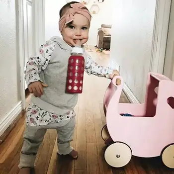 

Newborn Autumn Baby Girl Clothing Cotton Blend Infant Outfits flowers Hooded top + pants 2Pcs Fashion baby girl clothes set