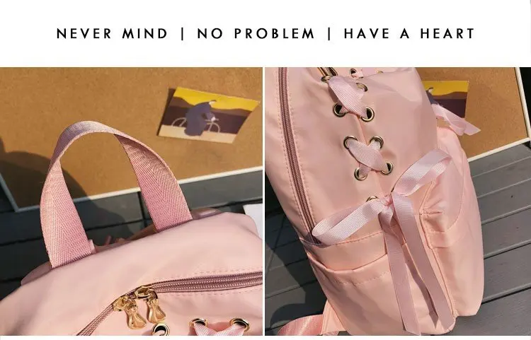 Свежий розовый рюкзак ярких цветов с лентами для студентов, сумка на плечо для путешествий, женский милый Повседневный Рюкзак, школьная сумка для девочек