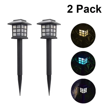 

2 PCS Solar Energy Waterproof LED Outdoor Lights Lawn Landscape Garden Yard Path Lawn Stake Lamp Home House Shape Party Decor