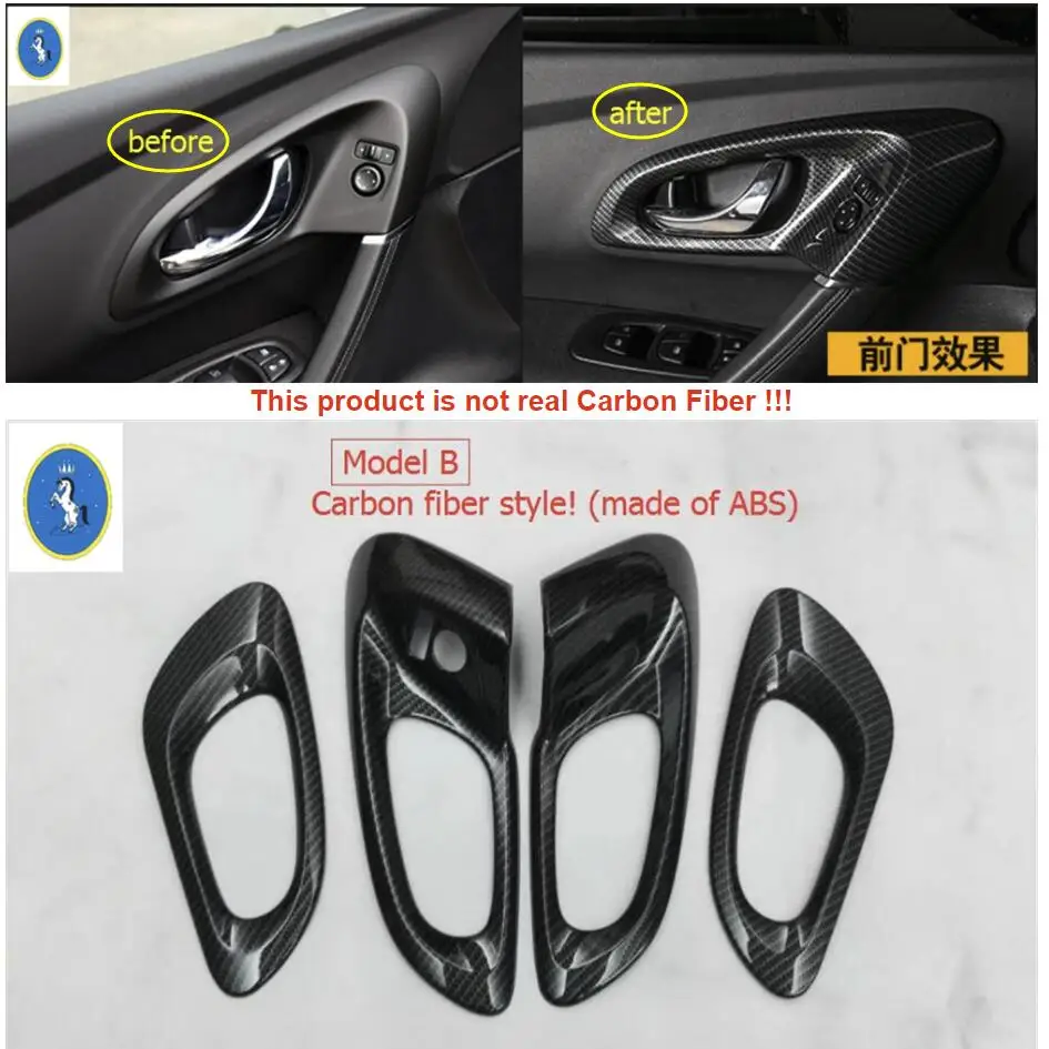 

Carbon Fiber Look Interior Accessories Inner Car Door Pull Doorknob Handle Bowl Cover Trim Fit For Renault Kadjar 2016 - 2022