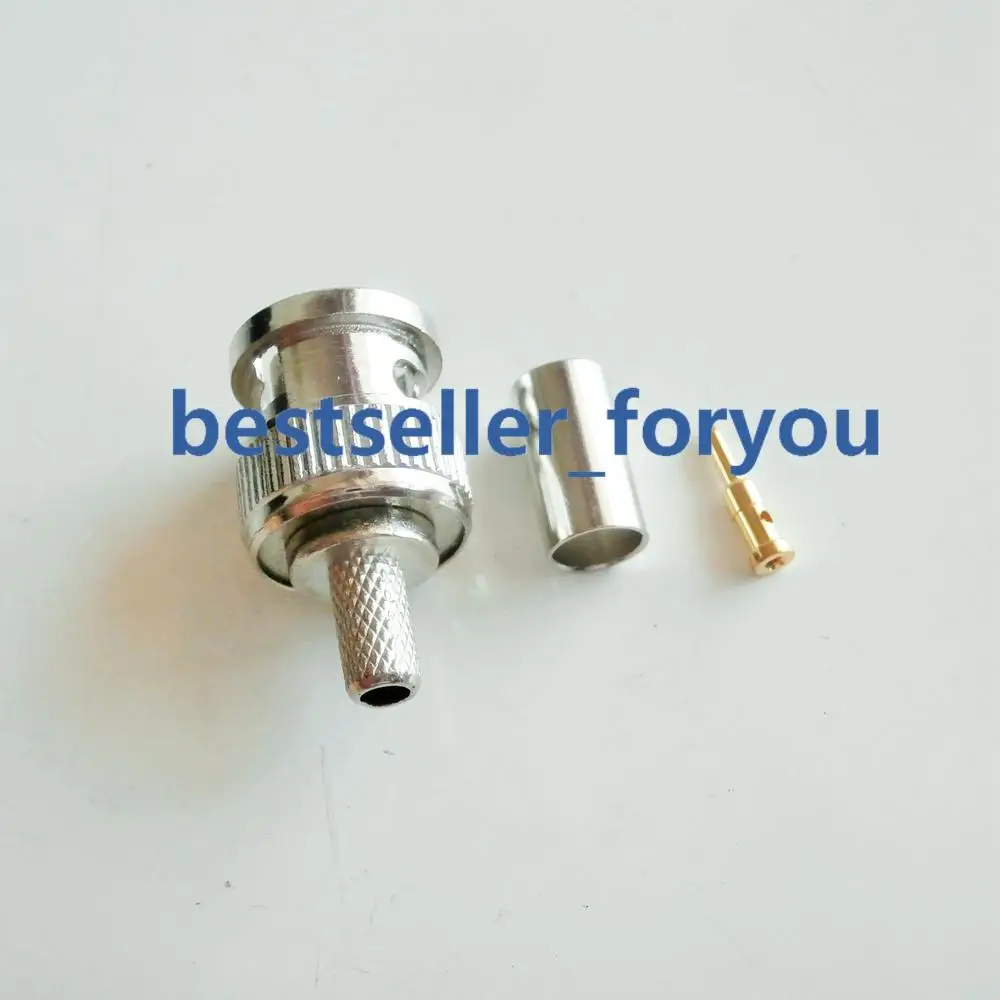 

1X Brass BNC male plug crimp RG58 RG142 LMR195 RG400 cable straight RF Connector