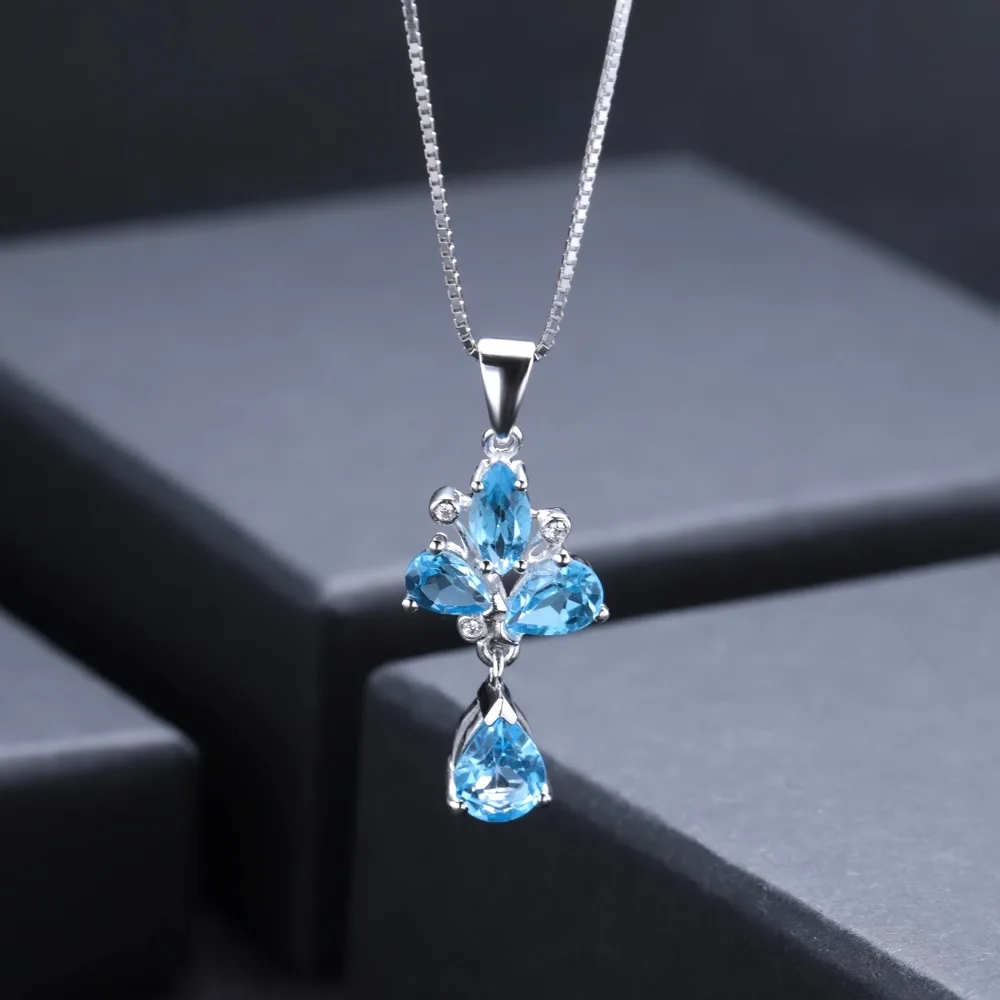 Женское ожерелье с подвеской GEM'S BALLET 3.34Ct натуральный Швейцарский Голубой Топаз