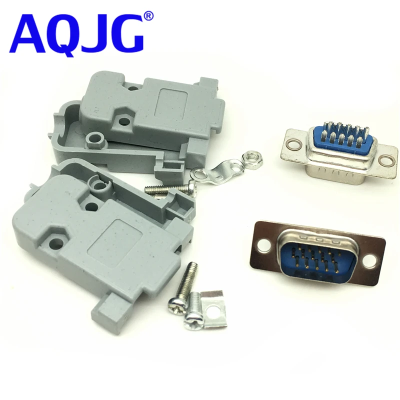 5PCS VGA Male Plug Socket DB15 15-Pin D-SUB 3 Rows Solder For Connector Adapter 5PCS VGA Male Plug Socket DB15 15-Pin D-SUB 3 Rows Solder For Connector Adapter