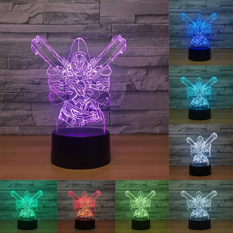 Jesse McCree 3D Table Lamp Color Changing 3D night Light Illusion Bulbing Lamp with Touch butoon Usb Led lamp for Christmas gift Jesse McCree 3D Table Lamp Color Changing 3D night Light Illusion Bulbing Lamp with Touch butoon Usb Led lamp for Christmas gift