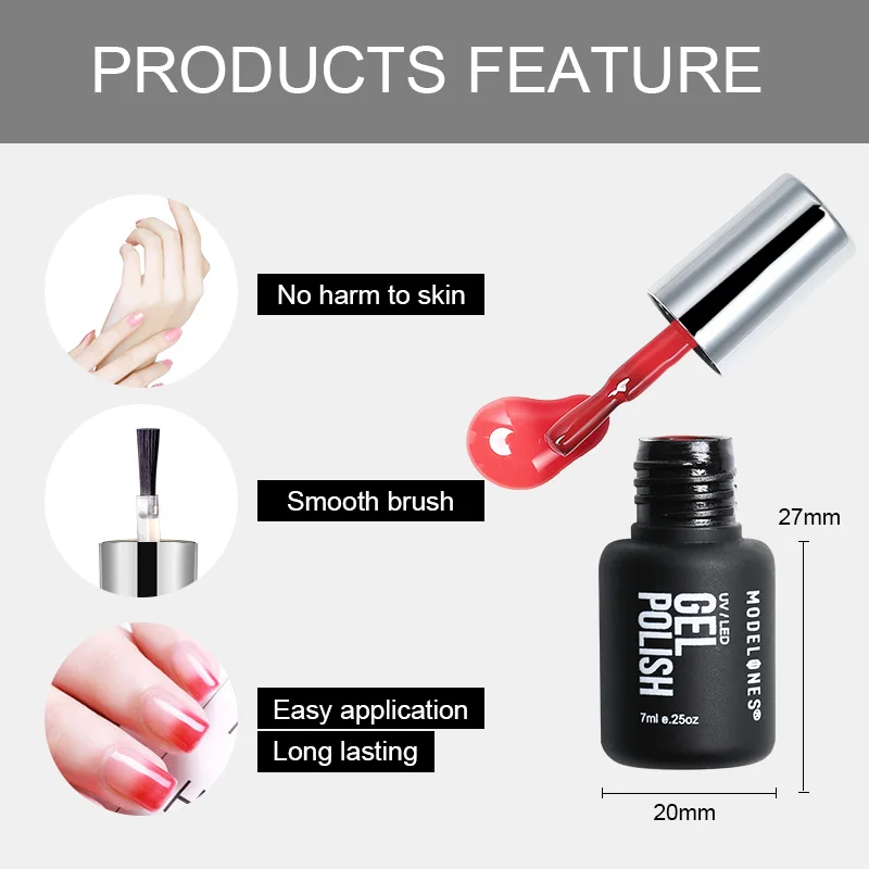 Modelones 7ML Fashion Temperature Thermo UV Nail Gel Polish Soak Off Glitter Changing Color Gel Nail Varnish Long Lasting Gel