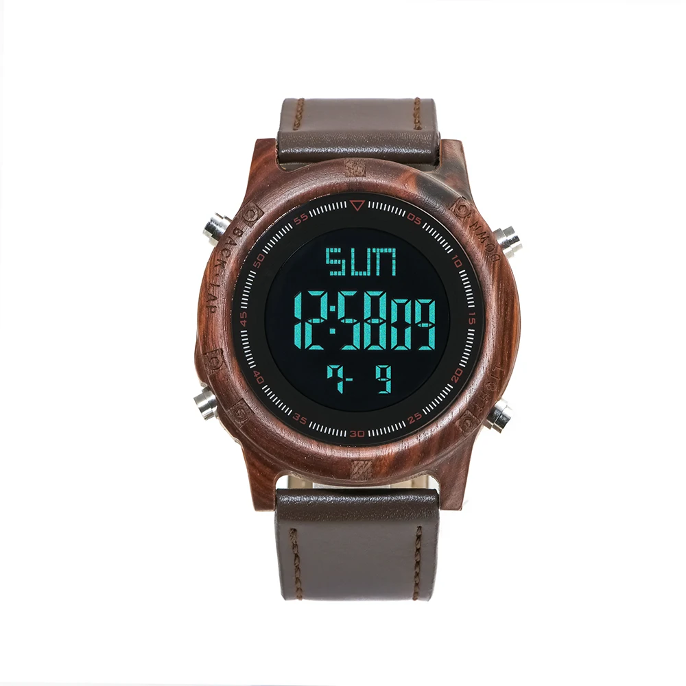 

Shifenmei 5531 design Men Watch With Ebony Wood Face With Zebra Wood Leather band Strap Japanese movement