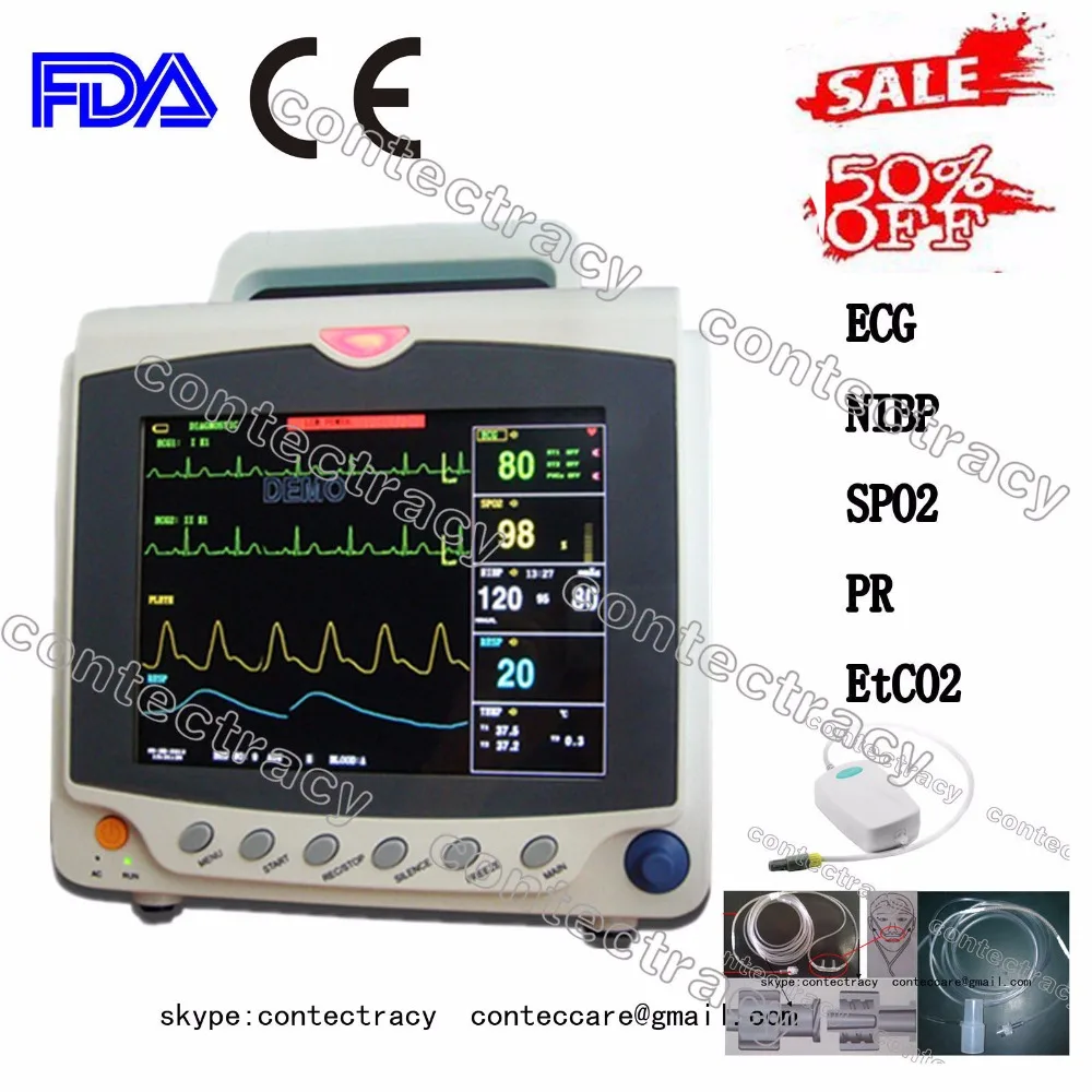 CMS6000C монитор пациента в отделении интенсивной терапии/ЭКГ/NIBP, SPO2, PR, соответственно, температура, 5-параметры, CONTEC