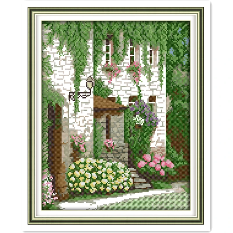 Front Door Scenery 11CT 14CT Printed On Canva DIY Needlework Home decoration Chinese Counted Cross Stitch Kits Pattern Painting | Дом и сад