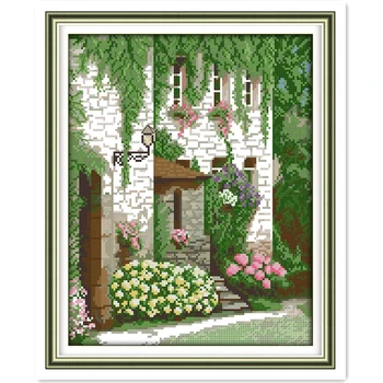 

Front Door Scenery 11CT 14CT Printed On Canva DIY Needlework Home decoration Chinese Counted Cross Stitch Kits Pattern Painting