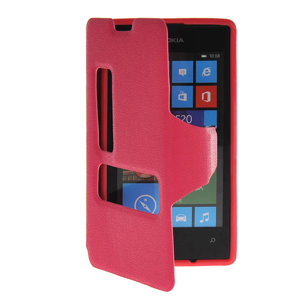 Откидной Чехол из искусственной кожи с двумя окнами для Nokia Lumia 520 чехол Microsoft 525