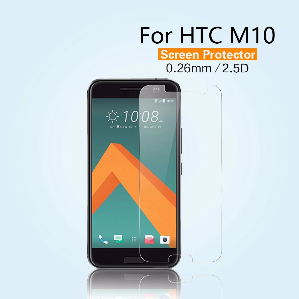 

10PCS/LOT 2.5D Rounded Edge Tempered Glass Screen Protector for HTC 10 One M10 Protective Ballistic Glass 9H Film