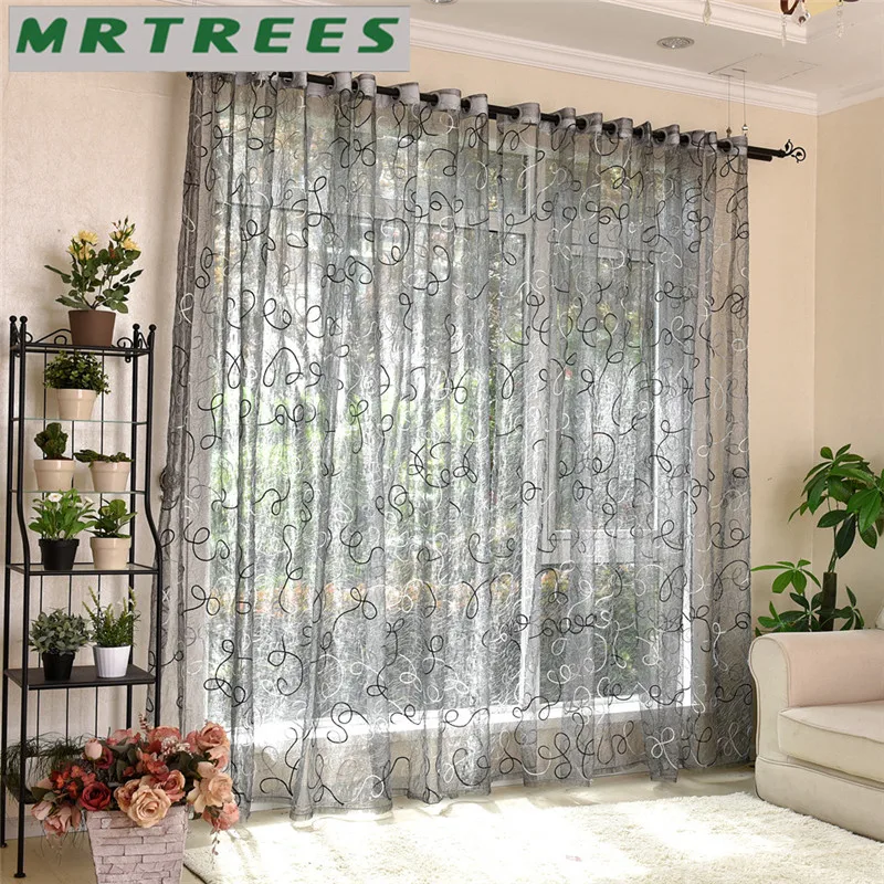 Cortinas de tul bordadas modernas cortinas transparentes para el dormitorio de la sala de estar en la cocina cortinas de gasa para tratamiento de ventanas