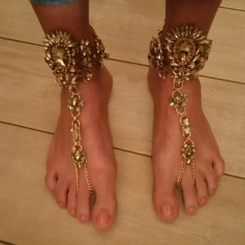 Dvacaman/; популярный браслет на ногу в Фейсбуке с цепочкой; модный браслет на ногу с кристаллами; женские босоножки; пляжные украшения для ног; W74