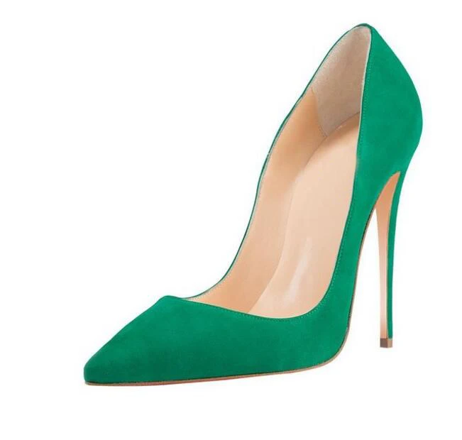 Multi color Women Pointed Toe Pumps Shoes12CM High Heel Stiletto Suede