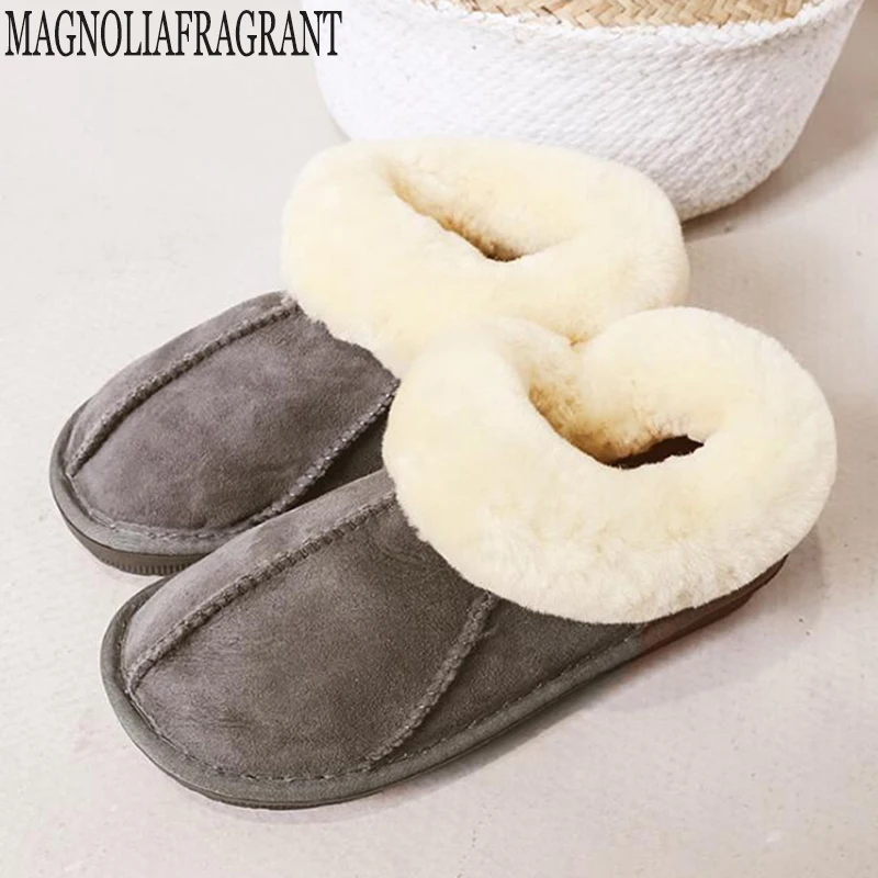 Online Sheepskin Slippers Women Fur Home Fluffy Sliders Winter Plush Furry warm Flats Sweet Ladies Shoes Pantufas Home woman shoes c324