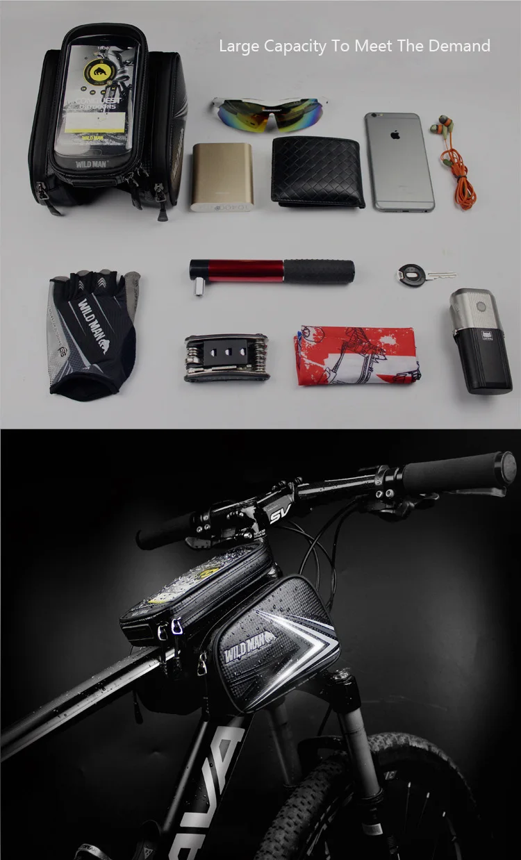 Велосипедная сумка, Велоспорт верхняя передняя Труба рама двойная сумка 5,0-6,3 дюймов мобильный телефон с сенсорным экраном сумка велосипедные аксессуары Велоспорт водонепроницаемый