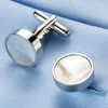 VAGULA Gemelos Classic Silver-color Sea Shell Copper Men's Cuff link Luxury gift Party Wedding Suit Shirt  Cufflinks 10216 ► Photo 2/6