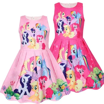 

2019 Summer Princess Little Pony Rainbow Dresses For Girls Halloween Birthday Party My Baby Unicorn Vestidos Dress Clothing