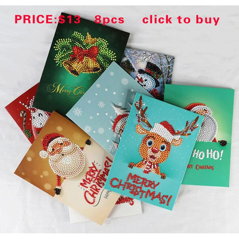 

YIKEE 8pcs christmas card for diamond painting,5d,embroidery,diamond painting christmas card