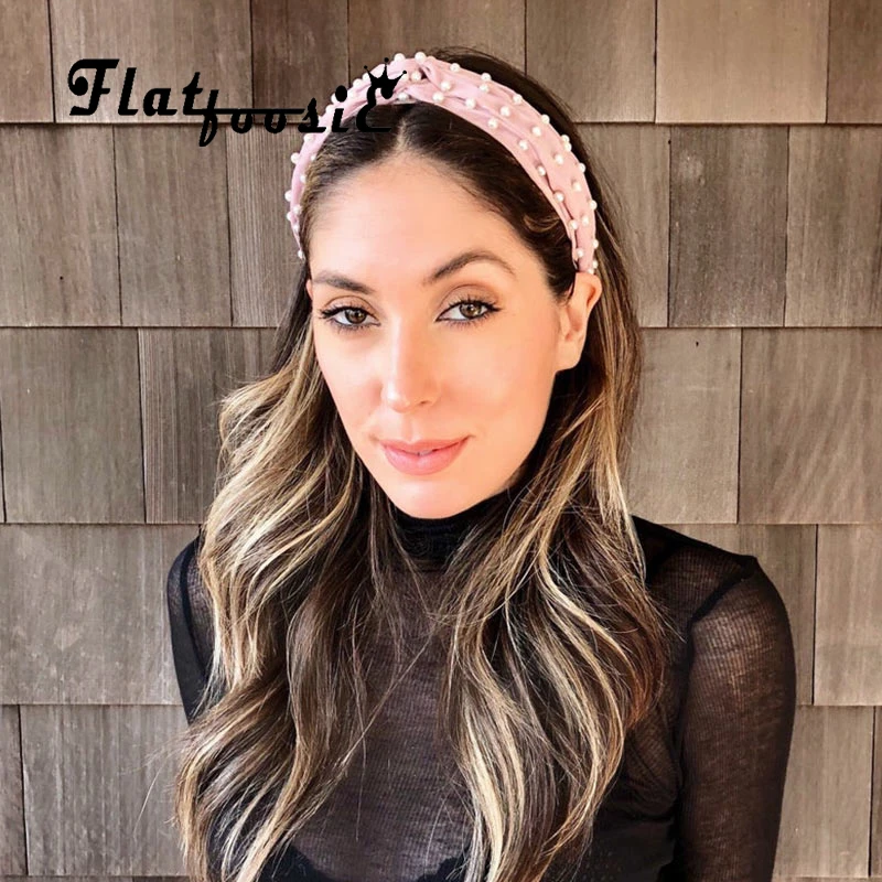 

Flatfoosie Fashion Elegant Pearl Crystal Headband Headwear for Women Hair Band Handmade Girls Party Wedding Hair Accessories