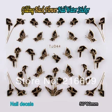 Ногтей 24 Простыни Детские/lot Смешанная золото принт черный цветок ногтей Стикеры 3D ногтей prodcut Книги по искусству наклейки Стикеры Аксессуары tj025-048