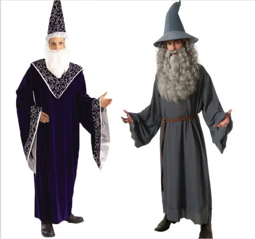 

Hot Halloween Costumes adult Gothic Wizard Costume Religious Men Priest Uniform Gandalf Cosplay Costume Witch Dress