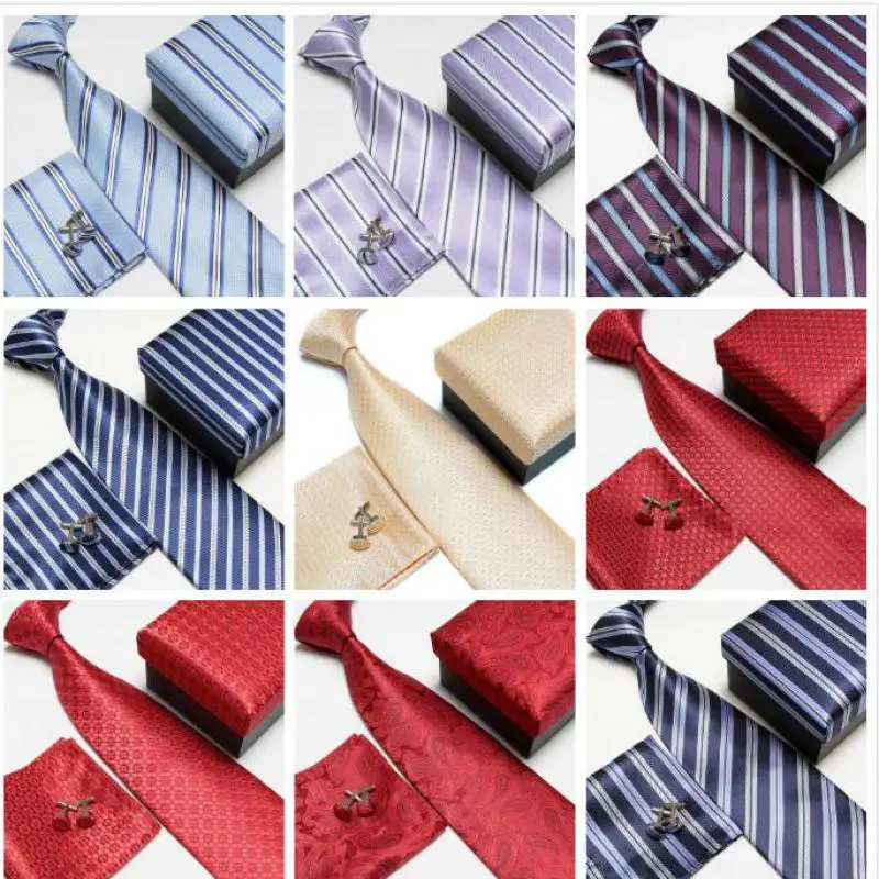 

Provide High-end Suit Tie, Men's Formal Business Tie, Pocket Scarf, Cuff-button Gift Box