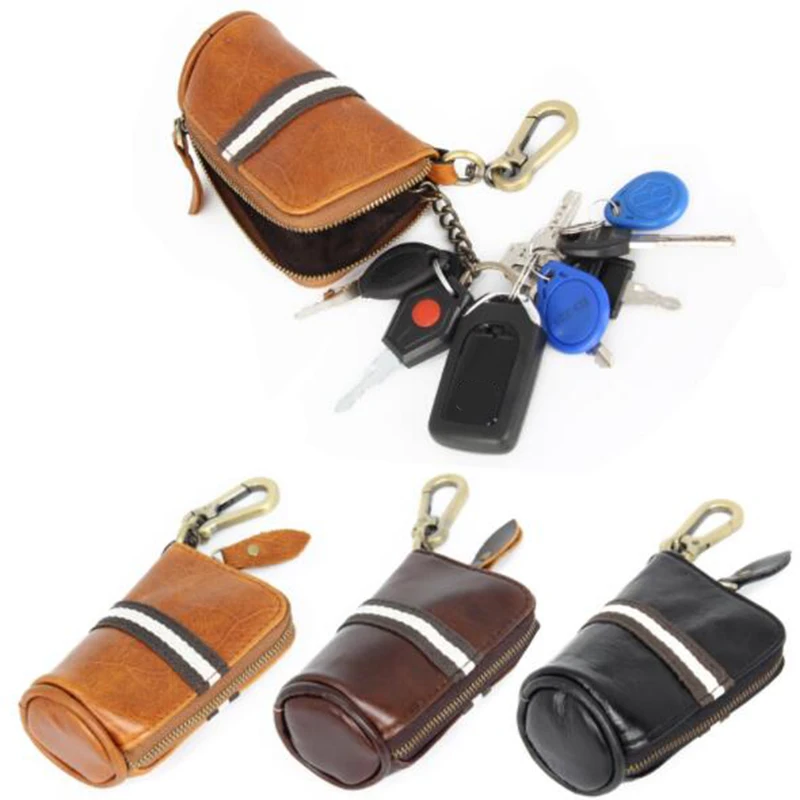 Genuine Leather Car Key Wallets Men Holder Housekeeper Keys Organizer Women Keychain Cover Zipper Case Bag Pouch Purse | Багаж и сумки