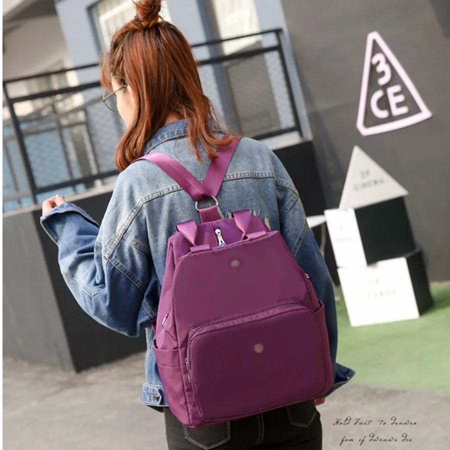 

Bycobecy Travel Female Shopping School Back Bag Laptop Bag Teenager Girls Hotsale Three Type Waterproof Nylon Back Pack Women