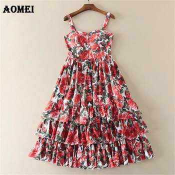 

Women Floral Cami Dress Elegant Fashion Off Shoulder Backless Sundress Classy Girl Party Printing Flower Dresses Summer Clothing
