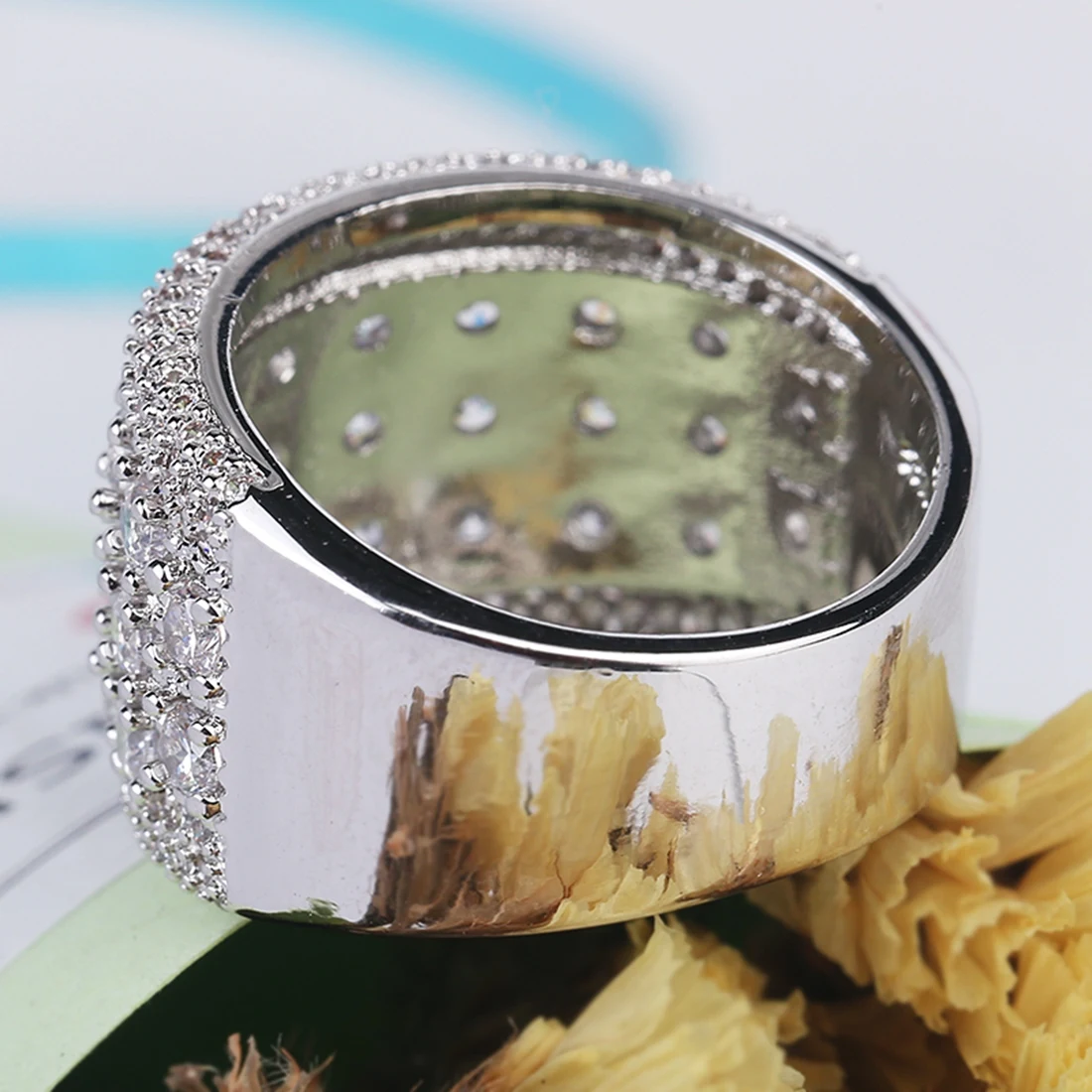 Модные большие серебряные циркониевый камень cz кольца для женщин Свадебные обручальные ювелирные изделия