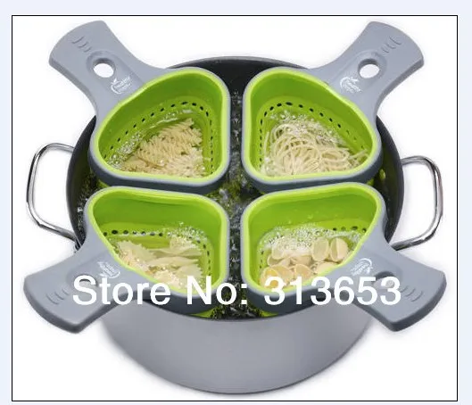 

hot sale Food Grade Silicone pasta basket Noodle Spoon Strainer /Silicone Water Filters/Foldable Kitchen Tools Bakeware Tool