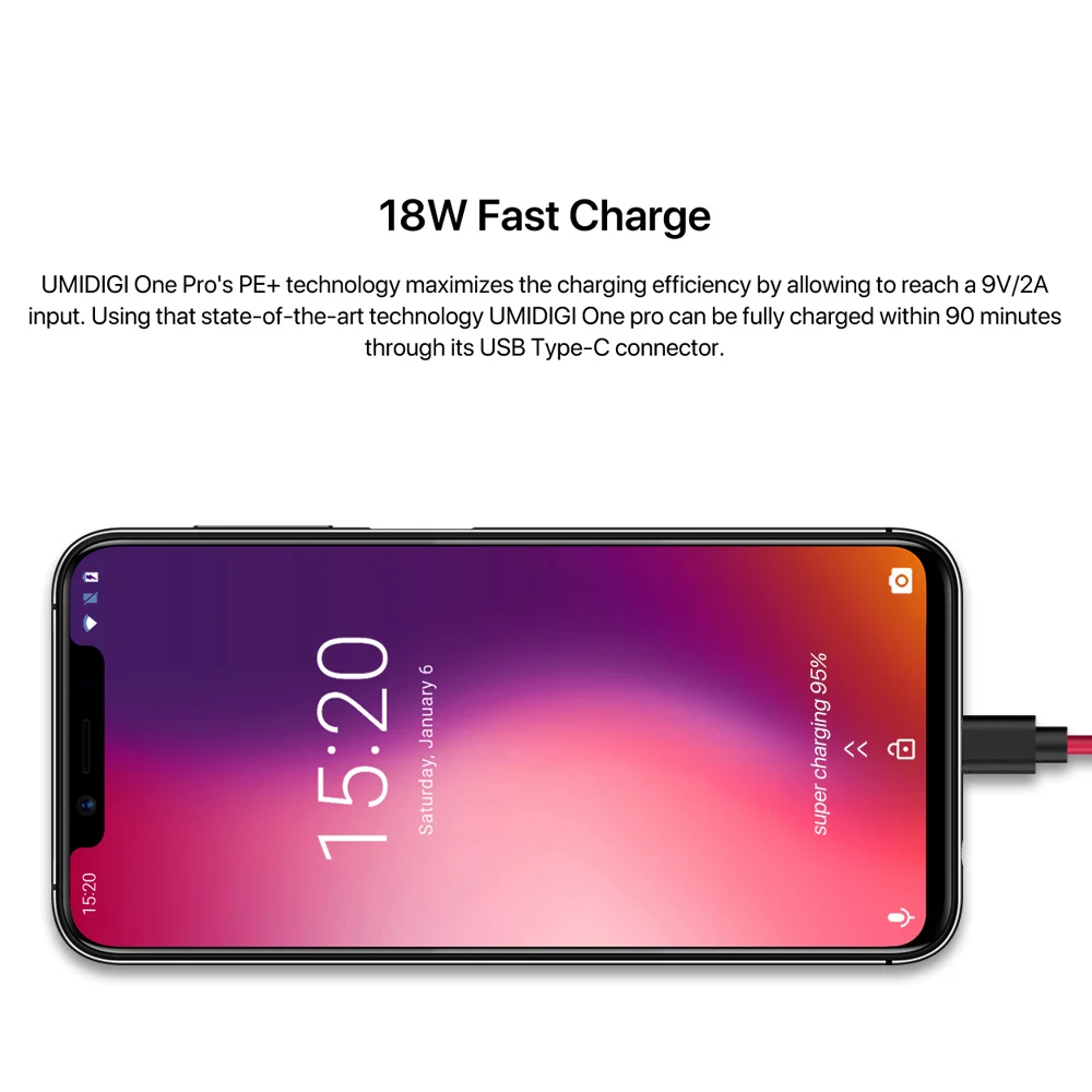 Global Bands UMIDIGI One Pro 5.9inch Notch 19:9 Bezel-less Full Screen Android 8.1 Mobile Phone 4GB 64GB Octa Core Smartphone