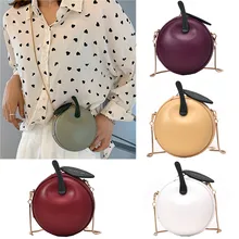Женская сумка-мессенджер на одно плечо с изображением яблока, забавная сумка для хранения ярких цветов, маленькая милая круглая сумка