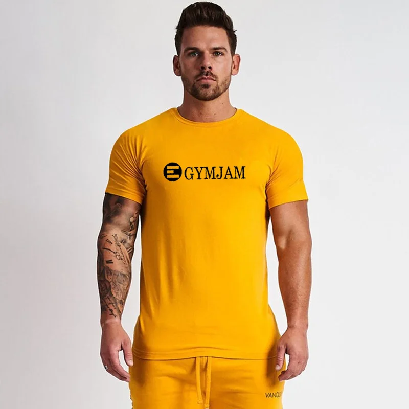 

2019 cotton summer men's t-shirt outdoor casual streetwear brand men's muscle men's fitness sportswear