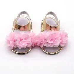 Цветы сандалии для девочек новорожденных обувь для девочек летние большие цветы малышей Босоножки Туфли для принцессы ткань хлопок